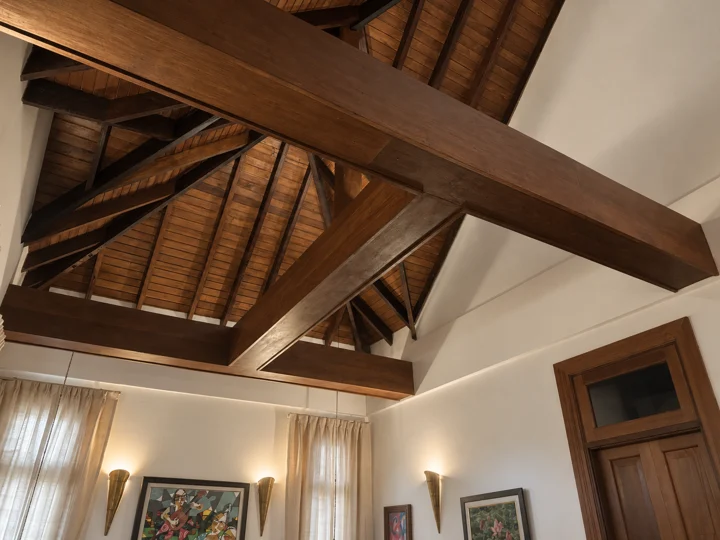 Natural timber beams and an exposed pitched timber ceiling
