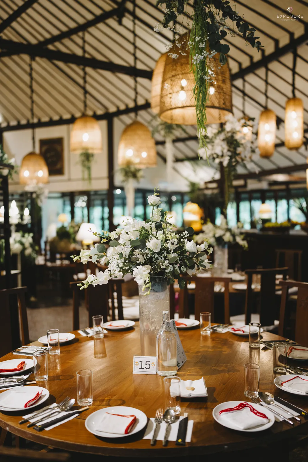 Double-click to enlarge Round table laid for dinner
