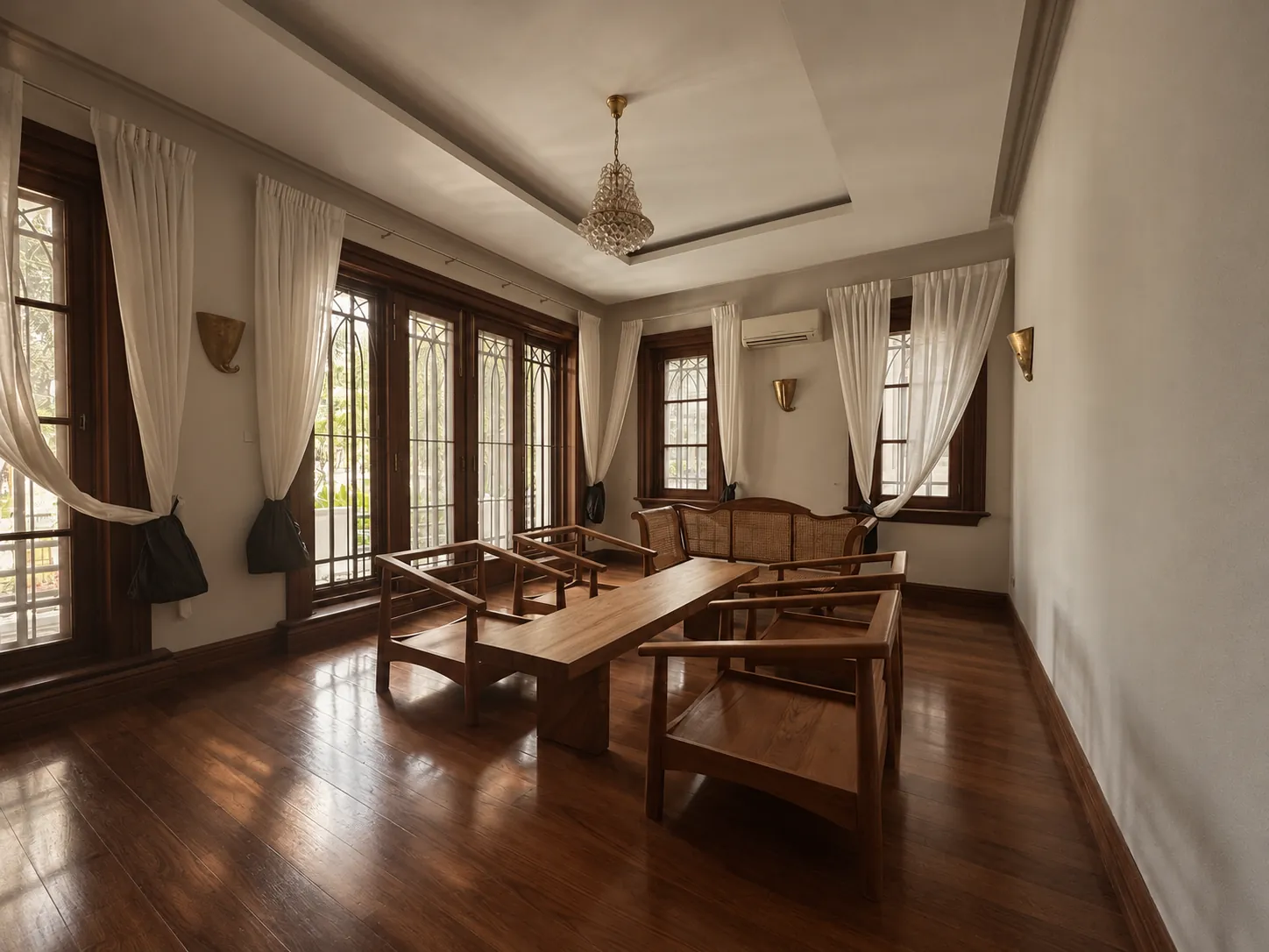Drawing room with tall windows