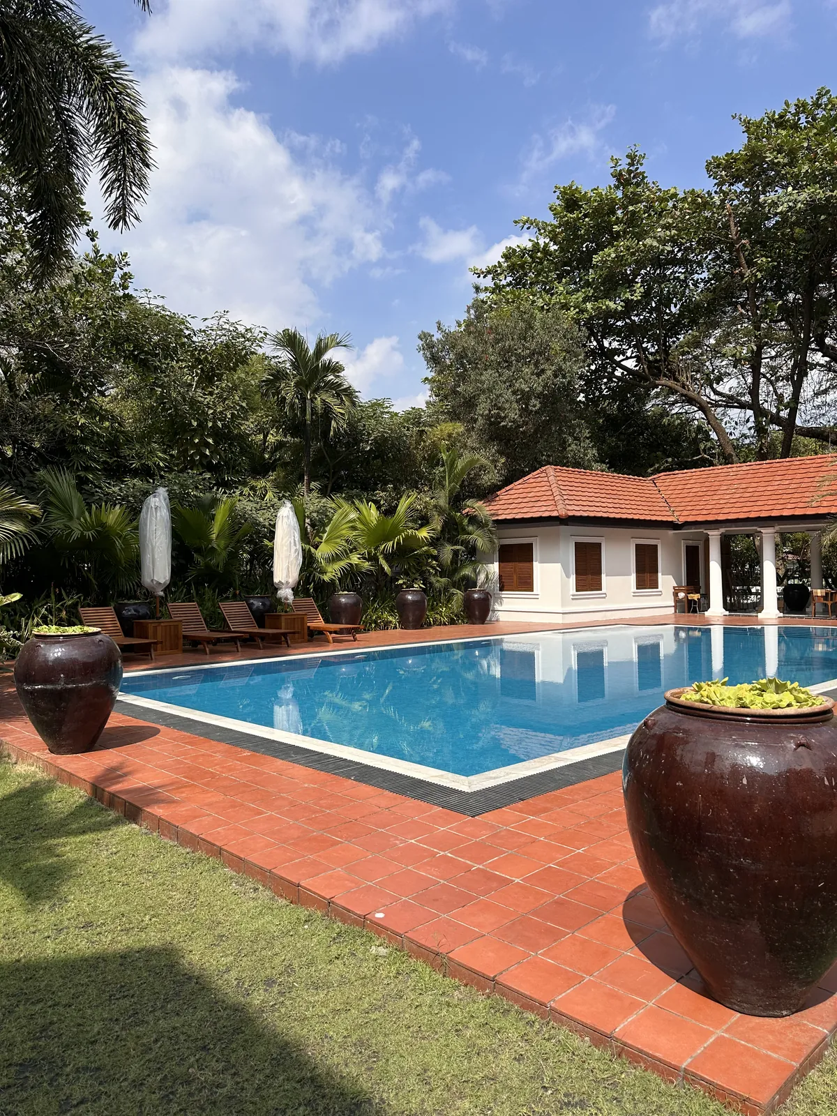 Pool and pool house at a Signature home